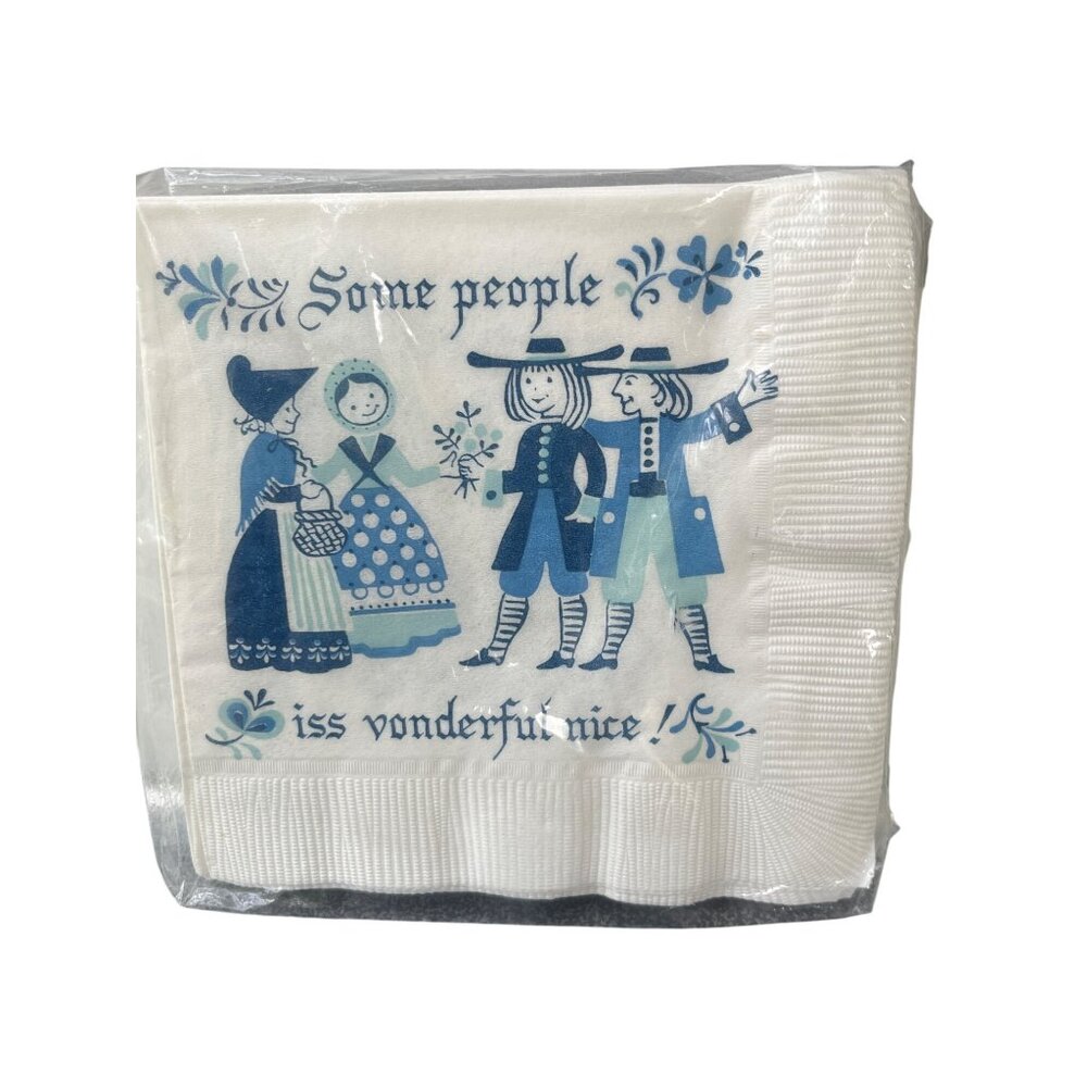 Vintage Rust Craft Brownie 15 Beverage Napkins Dutch Folk Art Estate NEW NOS